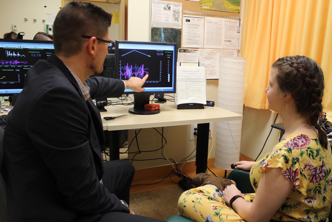 This is the PNES lab where patients are evaluated and helped with their therapy through breathing and heart rate feedback.