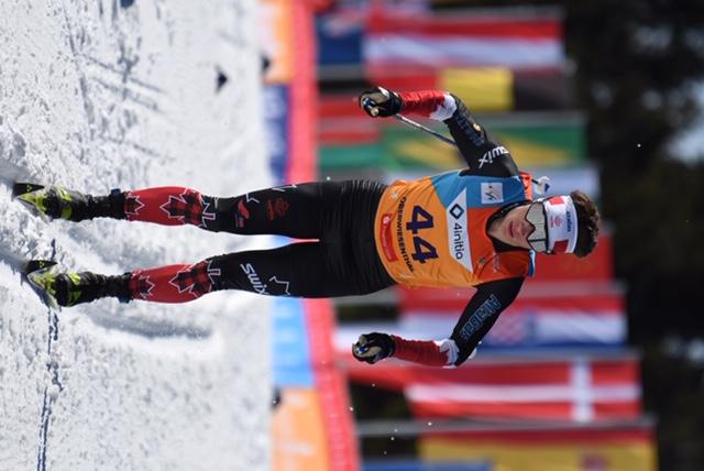 Tom Stephen at the World Juniors last year where his team made history winning Canada’s first silver medal in the relay.  