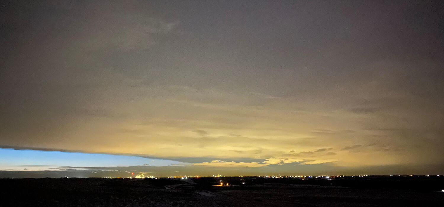 Calgary light pollution as seen from Vulcan County