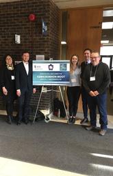 From left: Amelia Crowshoe, Aron Csaplaros, Erin Colwell, Eric Mosley, and coach David Laidlaw attend the Kawaskimhon Aboriginal Law Moot in Winnipeg.