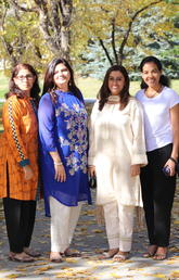 QES scholars at UCalgary, from left Shureen Shehzad Bhamani, Aga Khan University (AKU), Pakistan; Shahnaz Ali, AKU; Marina Hashwani, AKU; Sadia Ali, AKU; Pratyush Sharma, University for Peace, Costa Rica; Addis Alaminie, Bahir Dar University, Ethiopia