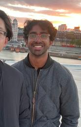 Simran Sadhwani, left, and Praneesh Chandrasekhar, right, with a classmate in Oslo, Norway. 