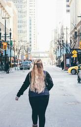 Girl on city street