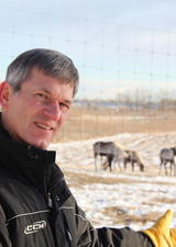 John Matyas with reindeer